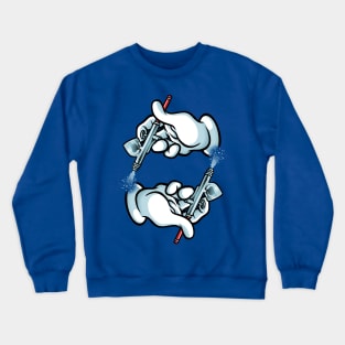 Cartoon hands and airbrush Crewneck Sweatshirt